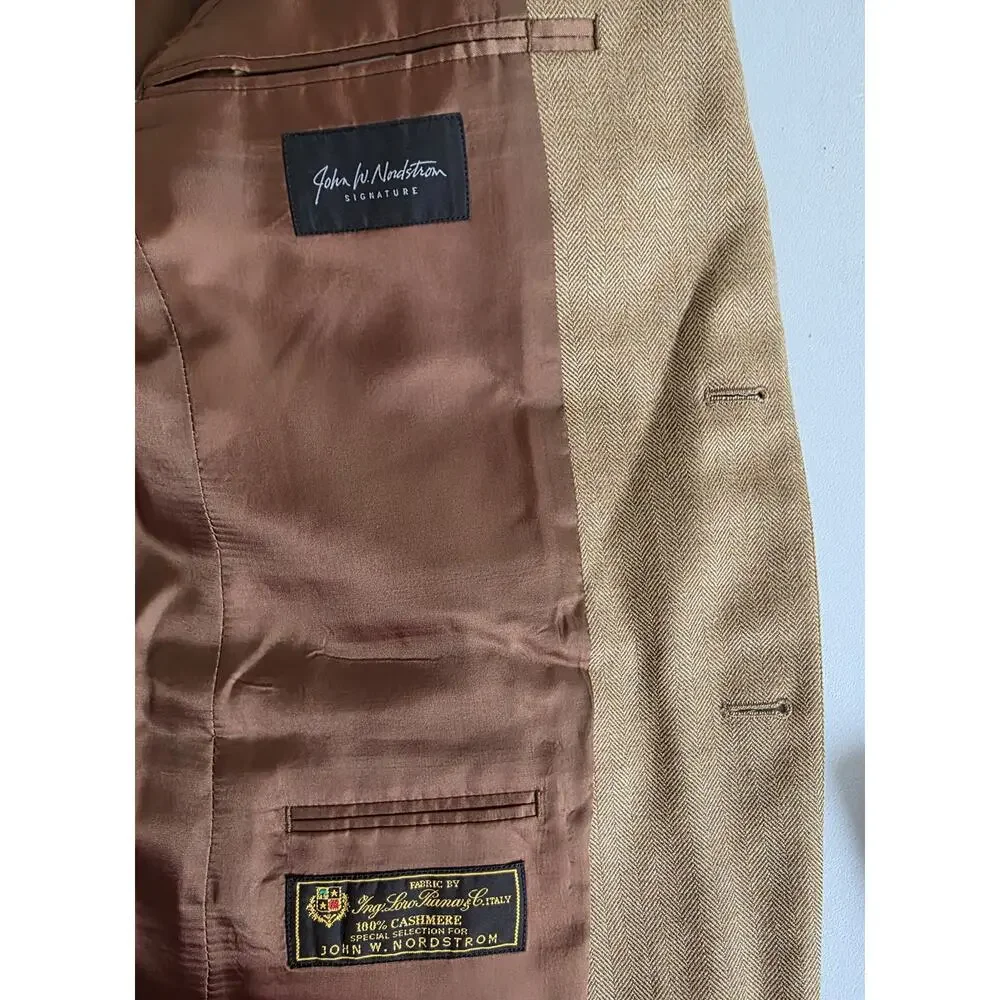 John W Nordstrom Signature 100% Cashmere Sport Coat Blazer Loro Piana Camel 40R